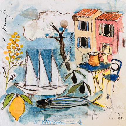 Painting Mimosa citron  by Colombo Cécile | Painting