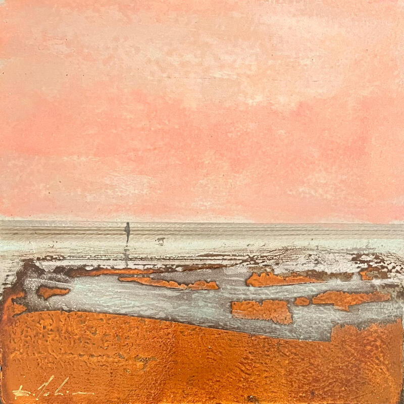 Painting Balade un soir by Mahieu Bertrand | Painting Figurative Landscapes Metal
