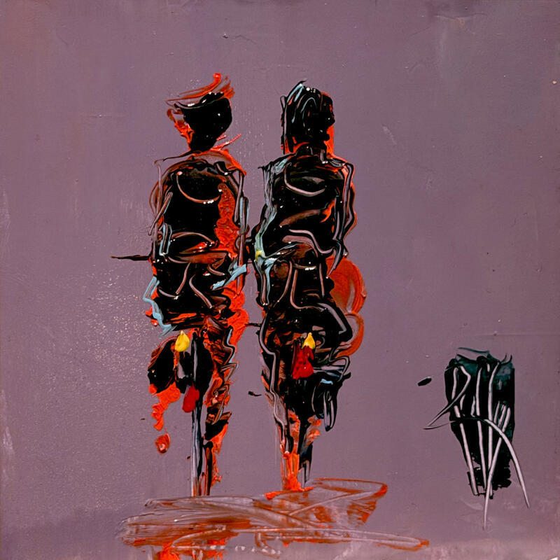 Peinture Balade à deux par Raffin Christian | Tableau Figuratif Scènes de vie Huile