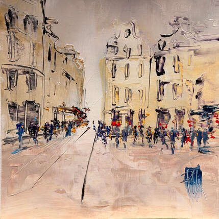 Peinture Grand Place par Raffin Christian | Tableau Figuratif Huile Urbain