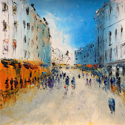 Peinture Après-midi de ville par Raffin Christian | Tableau Figuratif Huile Urbain