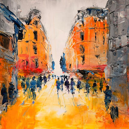 Peinture Passage orangé par Raffin Christian | Tableau Figuratif Huile Urbain