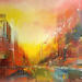 Peinture Soir d'été sur le canal de Bruxelles par Levesque Emmanuelle | Tableau Huile