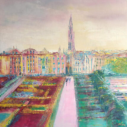 Peinture Jardin du mont des arts par Levesque Emmanuelle | Tableau Huile