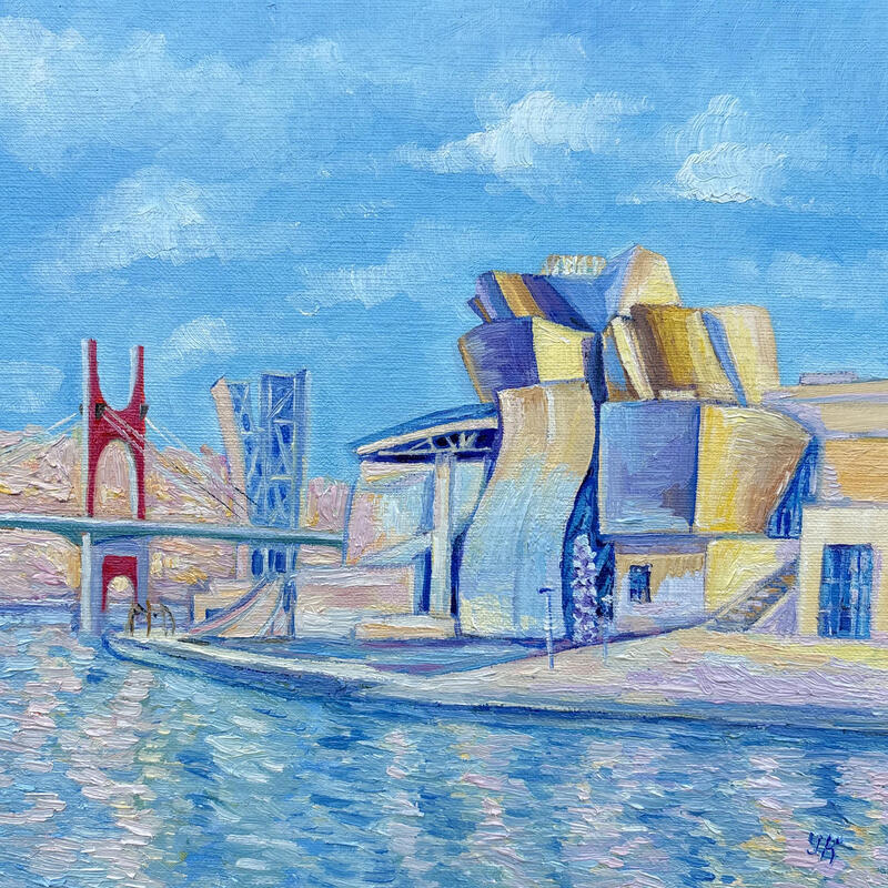 Painting Lumière sur la rivière by Kochevykh Yulia | Painting Figurative Landscapes Urban Architecture Oil