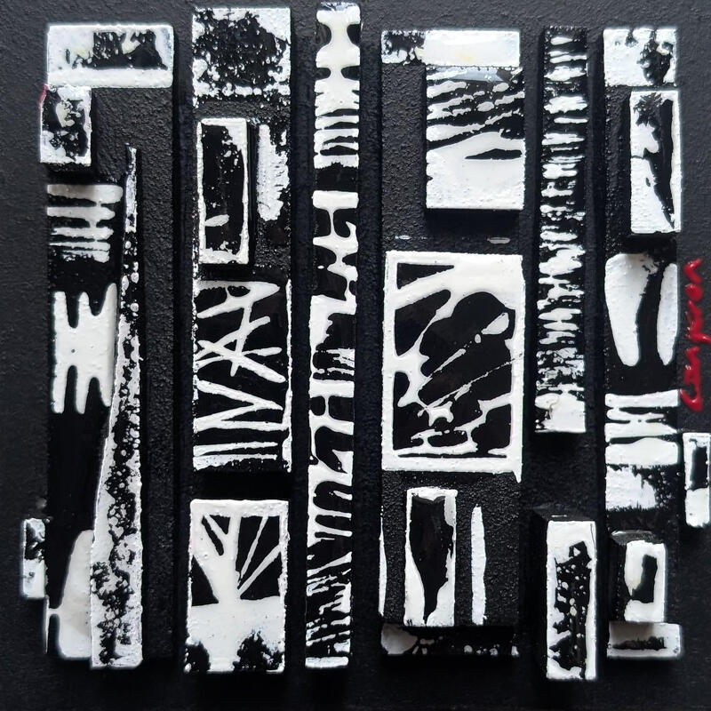 Painting Bc 7 form noir blanc by Langeron Luc | Painting Subject matter Wood Acrylic Resin