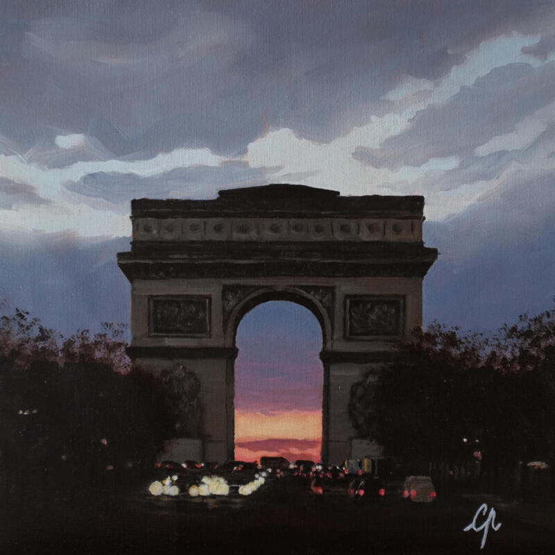 Painting Triomphe du soir by Poulain Clément | Painting Realism Urban Architecture Oil