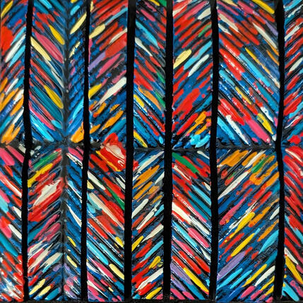 Painting Bc8 facette multi rouge bleu by Langeron Luc | Painting Subject matter Acrylic, Resin, Wood