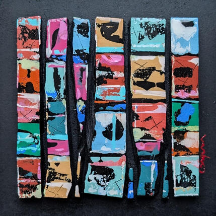 Painting bc8 bord de mer bleu ocre by Langeron Luc | Painting Subject matter Acrylic, Resin, Wood Pop icons