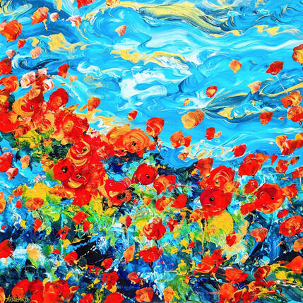 Painting Danse de coquelicots sous le vent  by Amblard Florence | Painting