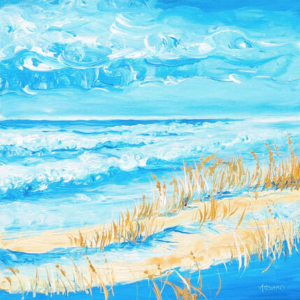Painting La mer et ses hautes herbes dorees by Amblard Florence | Painting