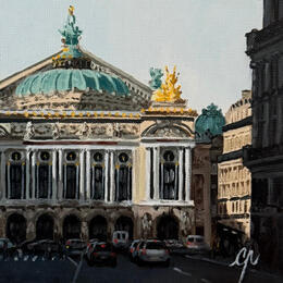 Painting Derniers rayons sur l'Opera II by Poulain Clément | Painting Figurative Oil Architecture, Urban