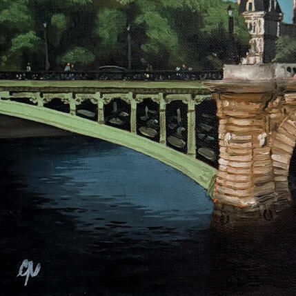 Painting Pont Notre-Dame II by Poulain Clément | Painting Figurative Oil Architecture, Urban
