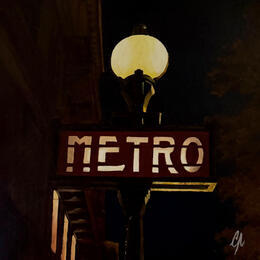 Painting Métro nocturne by Poulain Clément | Painting
