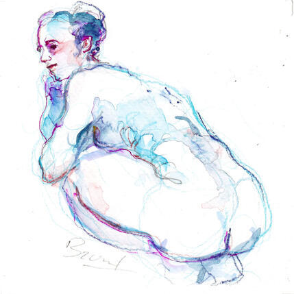 Painting Dos bleu by Brunel Sébastien | Painting
