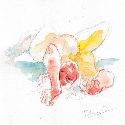 Painting Méline couchée, raccourci by Brunel Sébastien | Painting