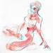Painting Pauline assise by Brunel Sébastien | Painting Figurative Nude Watercolor