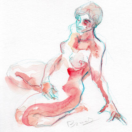 Painting Pauline assise by Brunel Sébastien | Painting