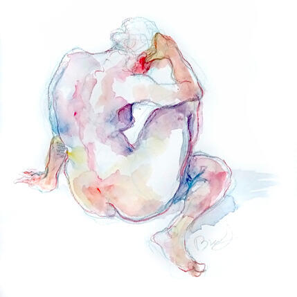 Painting Pauline, dos bleu by Brunel Sébastien | Painting