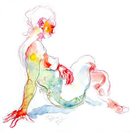 Painting Charlotte assise by Brunel Sébastien | Painting