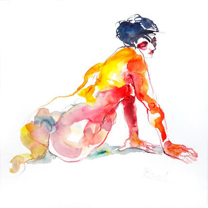 Painting Pia dos jaune et rouge by Brunel Sébastien | Painting