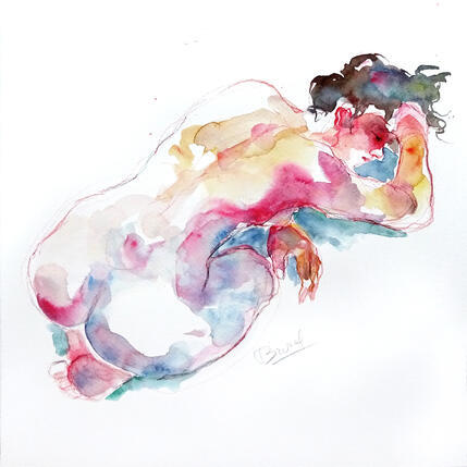 Painting Elsa, une main sous ses cheveux by Brunel Sébastien | Painting