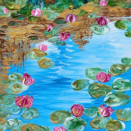 Painting Nymphéas roses by Amblard Florence | Painting Impressionism Acrylic Landscapes, Nature, Pop icons