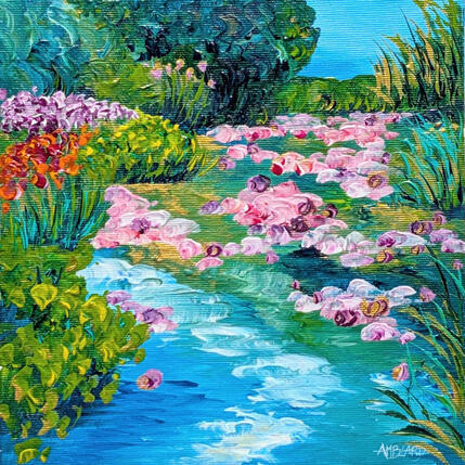 Painting Au bord de la source by Amblard Florence | Painting Impressionism Acrylic Landscapes, Nature
