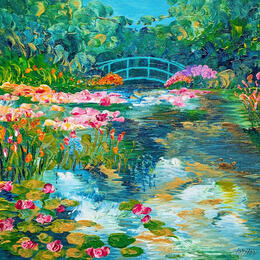 Painting La source fleurie  by Amblard Florence | Painting  Acrylic Landscapes, Nature