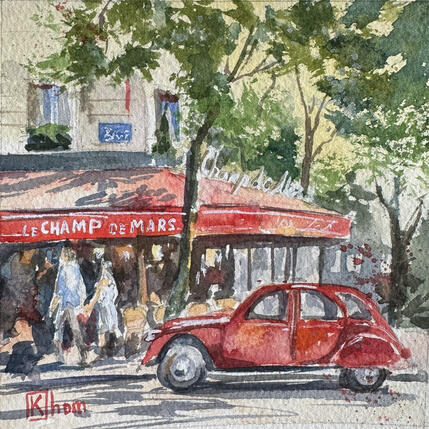 Gemälde Un air de Paris von Khomyakova Liliya | Gemälde Figurativ Aquarell Architektur, Modus, Urban