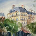 Painting Façades parisiennes by Khomyakova Liliya | Painting Figurative Urban Nature Architecture Watercolor