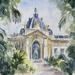 Painting Le jardin du Petit Palais by Khomyakova Liliya | Painting Figurative Landscapes Urban Architecture Watercolor