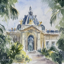 Painting Le jardin du Petit Palais by Khomyakova  Liliya  | Painting Figurative Watercolor Architecture, Landscapes, Pop icons, Urban