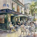 Painting La Bonne Franquette, Montmartre by Khomyakova Liliya | Painting Figurative Landscapes Urban Architecture Watercolor