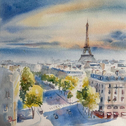 Painting Paris, lumière d’été by Khomyakova Liliya | Painting Figurative Watercolor Architecture, Landscapes, Nature
