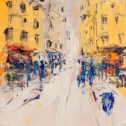 Painting Rue animée by Raffin Christian | Painting Figurative Oil Urban