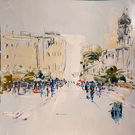 Painting Sur la place by Raffin Christian | Painting Figurative Oil Pop icons, Urban
