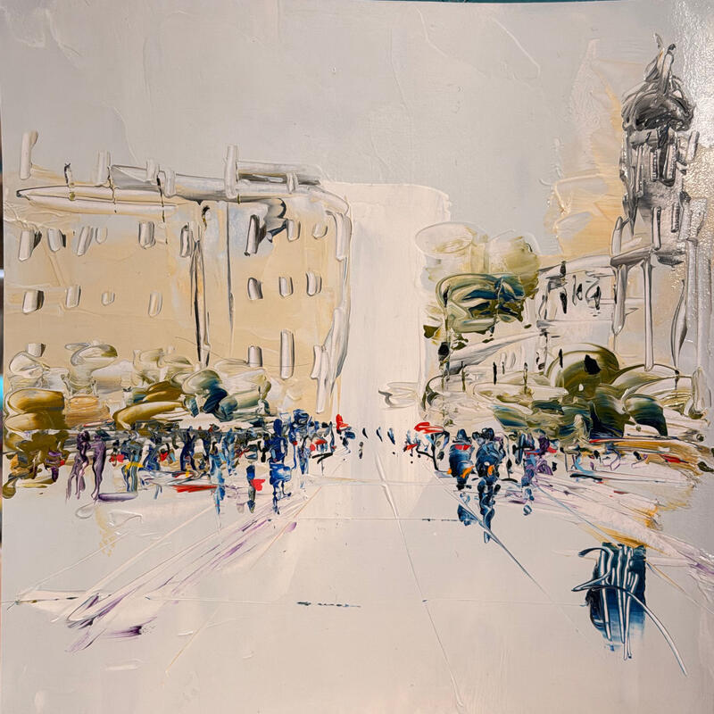 Painting Sur la place by Raffin Christian | Painting Figurative Urban Oil
