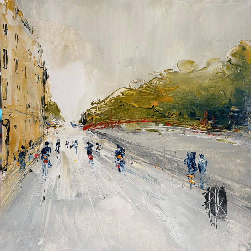 Painting Sur les quais by Raffin Christian | Painting Figurative Urban Oil