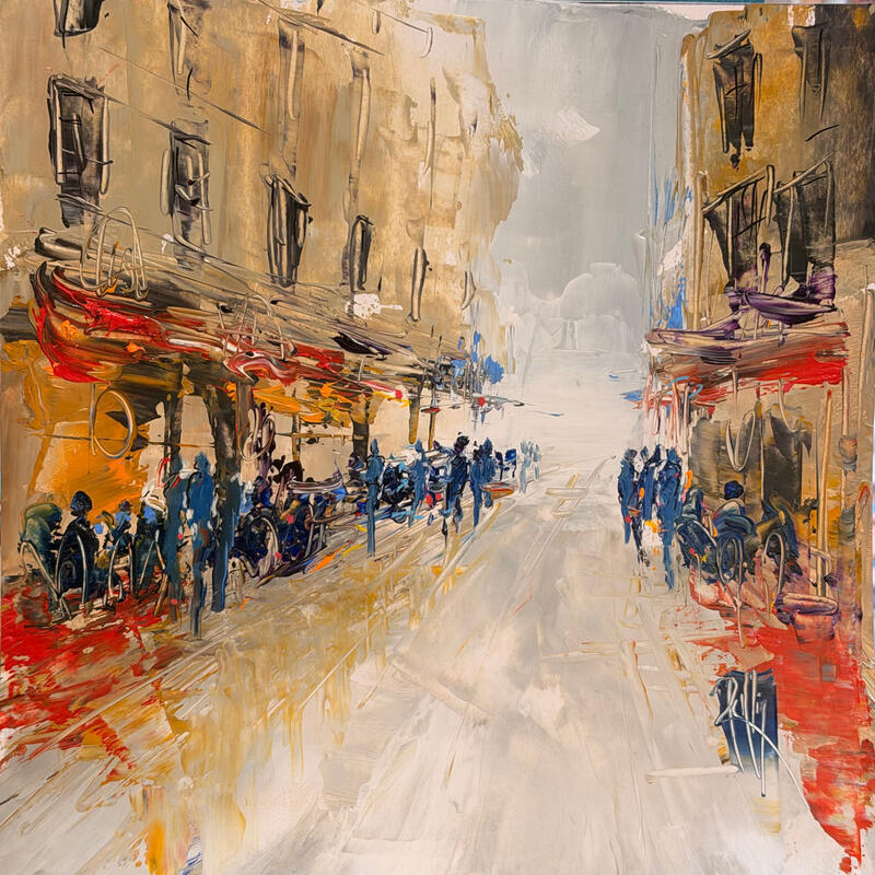 Painting Terrasses de cafe´ by Raffin Christian | Painting Figurative Urban Oil