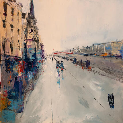 Painting Balade sur les quais by Raffin Christian | Painting Figurative Oil Urban