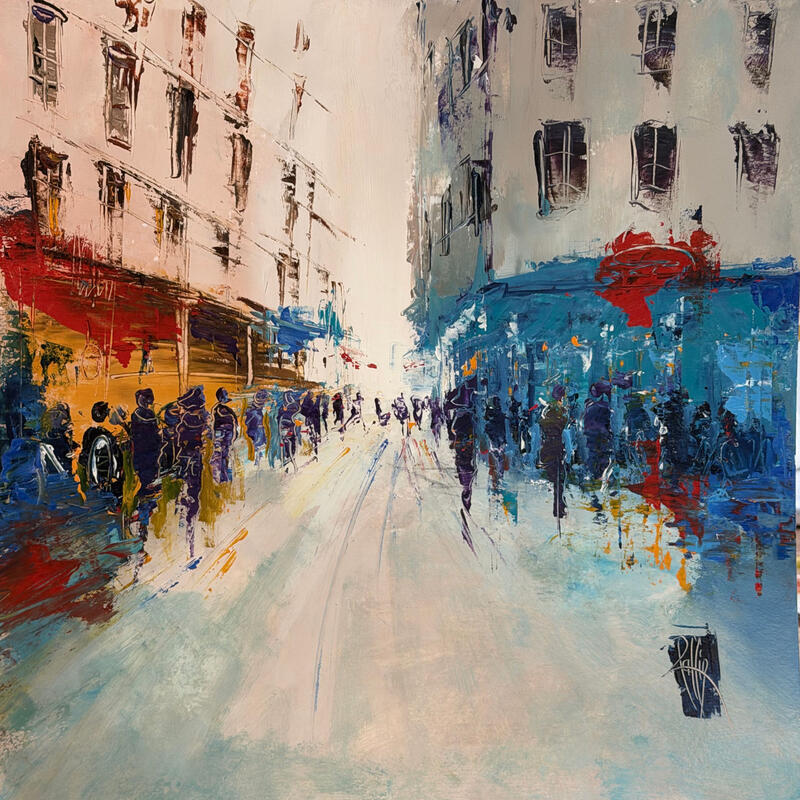 Painting Café Mercière by Raffin Christian | Painting Figurative Urban Oil