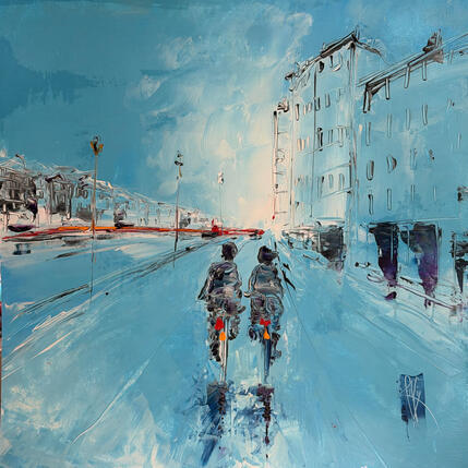 Painting La vie en bleu by Raffin Christian | Painting Figurative Oil Urban