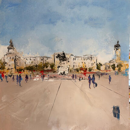 Painting Place Bellecour by Raffin Christian | Painting Figurative Oil Urban