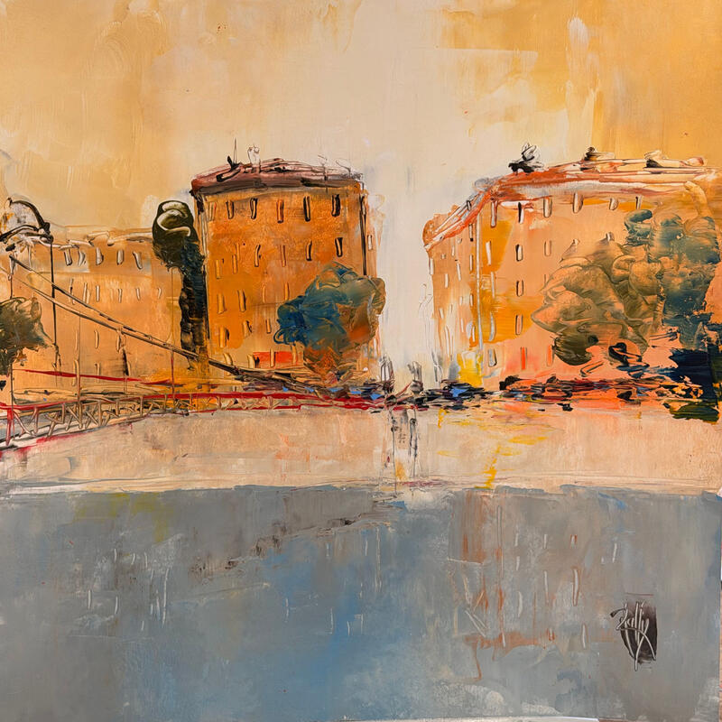 Painting Quai de saône by Raffin Christian | Painting Figurative Urban Oil