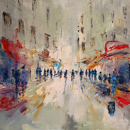 Painting Rue sans fin by Raffin Christian | Painting Figurative Oil Urban