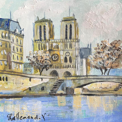 Painting Lumière sur Notre Dame de Paris by Lallemand Yves | Painting