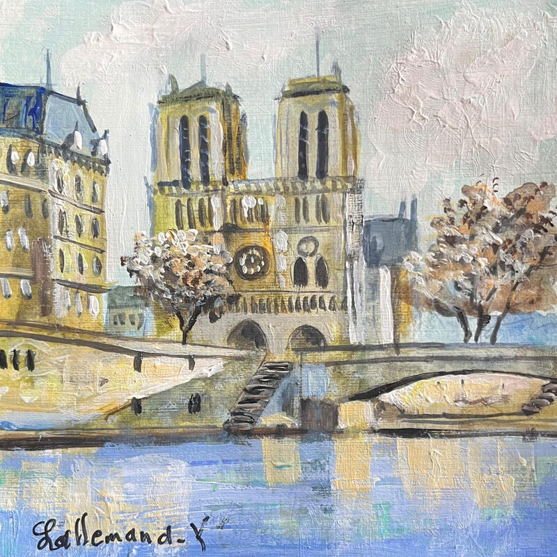 Painting Lumière sur Notre Dame de Paris by Lallemand Yves | Painting Figurative Urban Acrylic