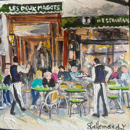 Painting Les Deux Magots by Lallemand Yves | Painting