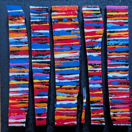 Painting Bc6 fine rouge bleu orange by Langeron Luc | Painting